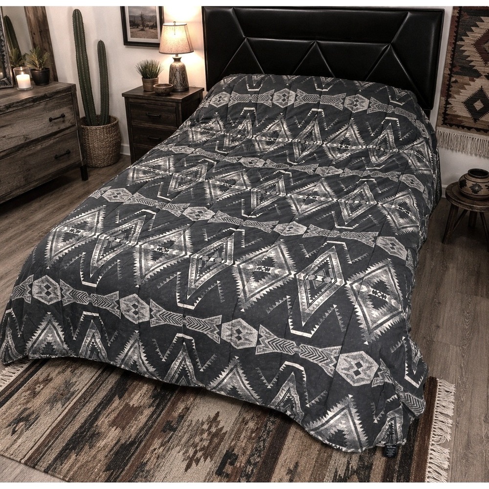 Ralph Lauren Southwestern Tribal Geometric Comforter Full Queen Black Cotton USA